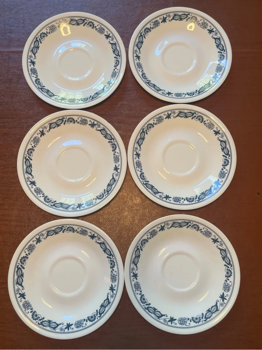 Set of 6 “Old Town Blue” Corelle 6.25” saucers